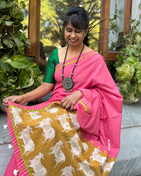 Embroidered Patchwork Cotton Saree