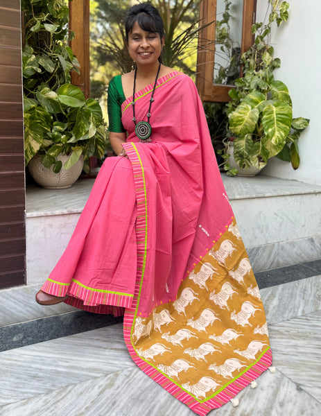 Embroidered Patchwork Cotton Saree