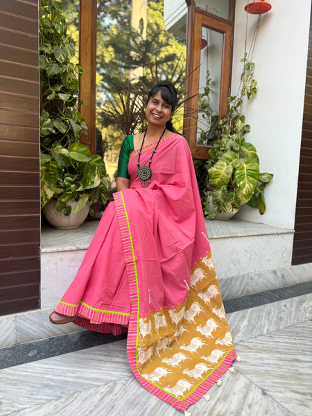 Embroidered Patchwork Cotton Saree