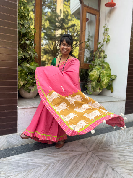 Embroidered Patchwork Cotton Saree