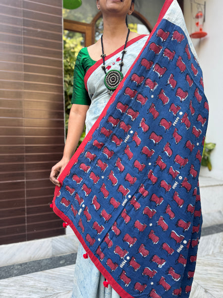 Embroidered Patchwork Cotton Saree