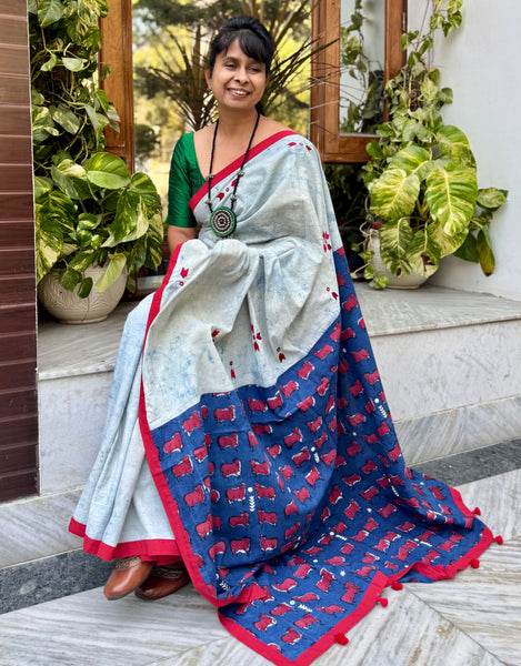 Embroidered Patchwork Cotton Saree