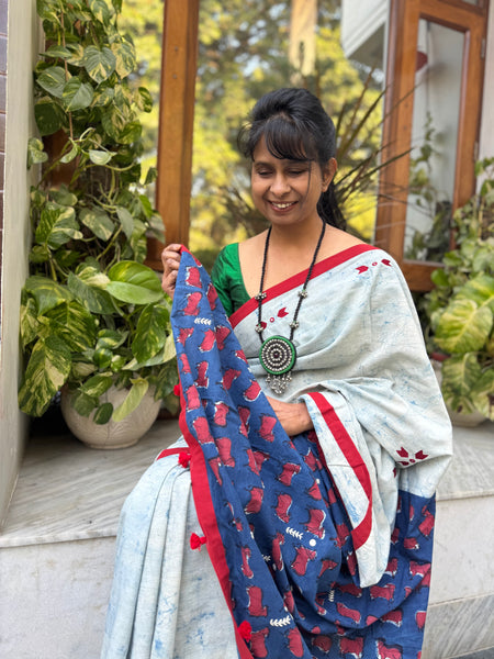 Embroidered Patchwork Cotton Saree
