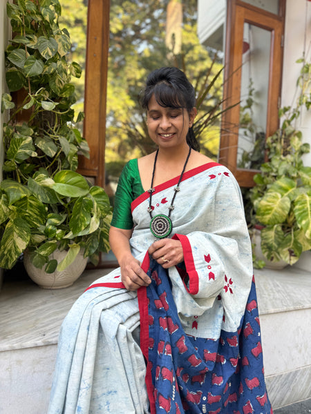 Embroidered Patchwork Cotton Saree