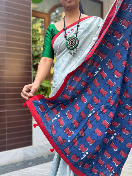 Embroidered Patchwork Cotton Saree