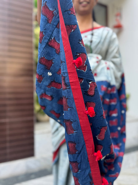 Embroidered Patchwork Cotton Saree