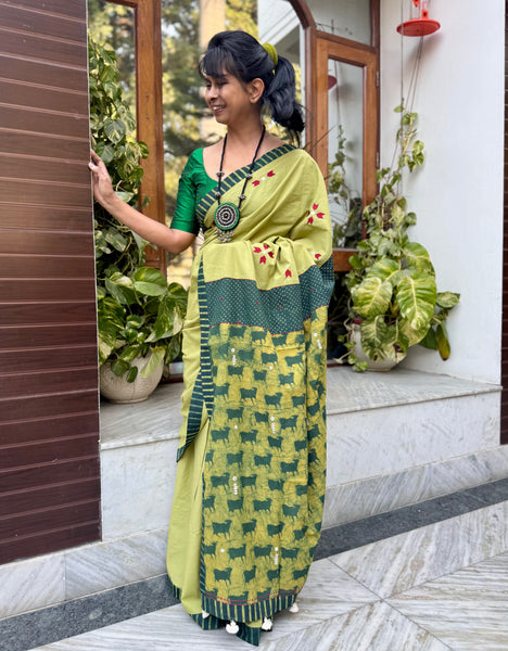 Embroidered Patchwork Cotton Saree