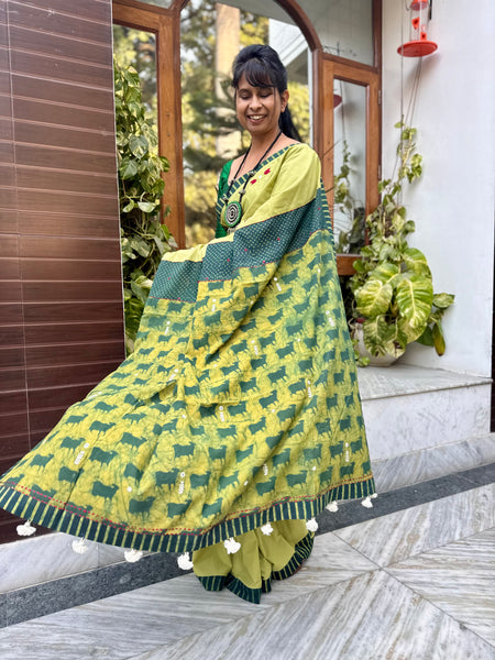 Embroidered Patchwork Cotton Saree