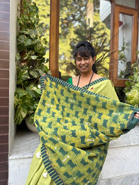 Embroidered Patchwork Cotton Saree