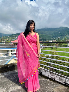 रंगमंच - Embroidered Pallu Kota Saree- Pink