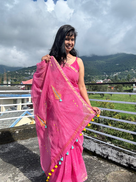 रंगमंच - Embroidered Pallu Kota Saree- Pink