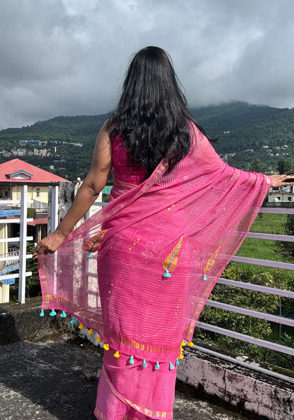 रंगमंच - Embroidered Pallu Kota Saree- Pink