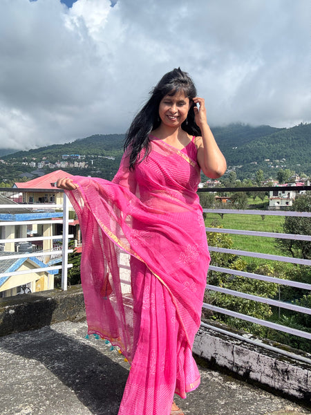 रंगमंच - Embroidered Pallu Kota Saree- Pink