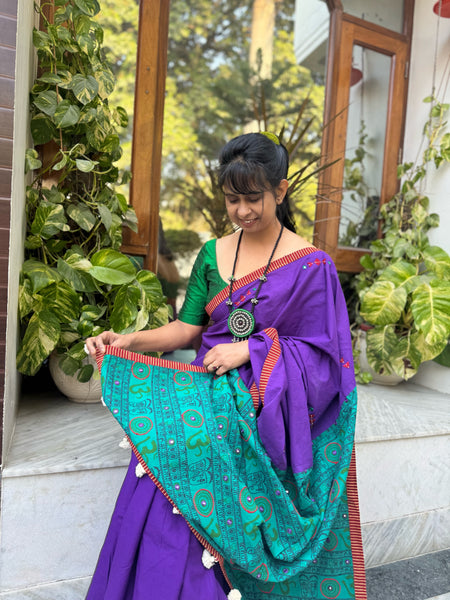 Embroidered Patchwork Cotton Saree