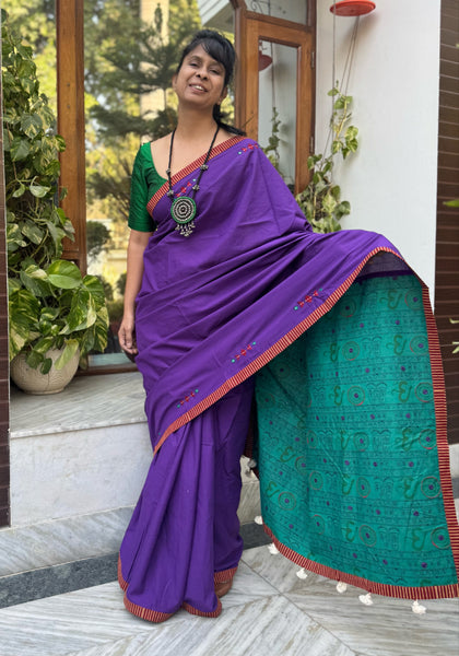 Embroidered Patchwork Cotton Saree