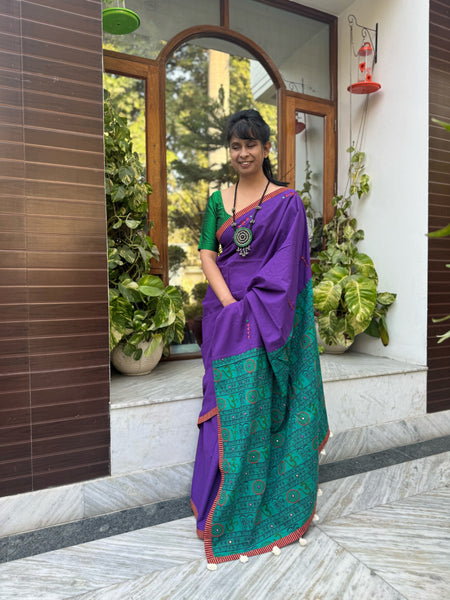 Embroidered Patchwork Cotton Saree