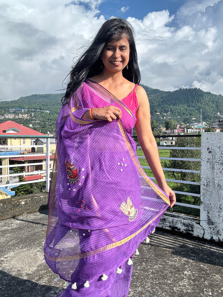 रंगमंच - Embroidered Pallu Kota Saree- Purple