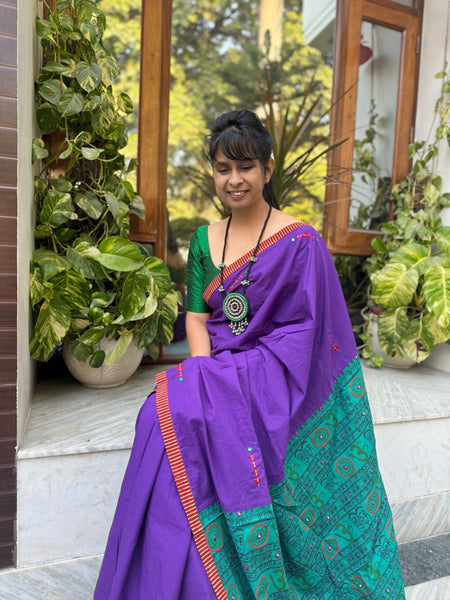 Embroidered Patchwork Cotton Saree