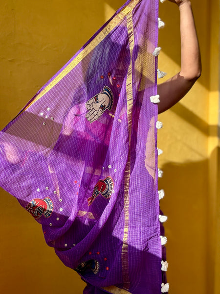 रंगमंच - Embroidered Pallu Kota Saree- Purple