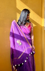 रंगमंच - Embroidered Pallu Kota Saree- Purple