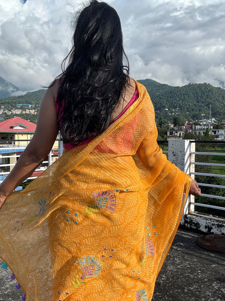 रंगमंच - Embroidered Pallu Kota Saree- Yellow