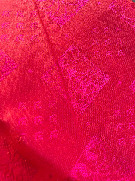 Modal voile self designed grey saree - with semi silk dual shade pink BP