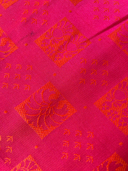 Modal voile self designed fuchia pink saree - with semi silk booti pink dual tone BP