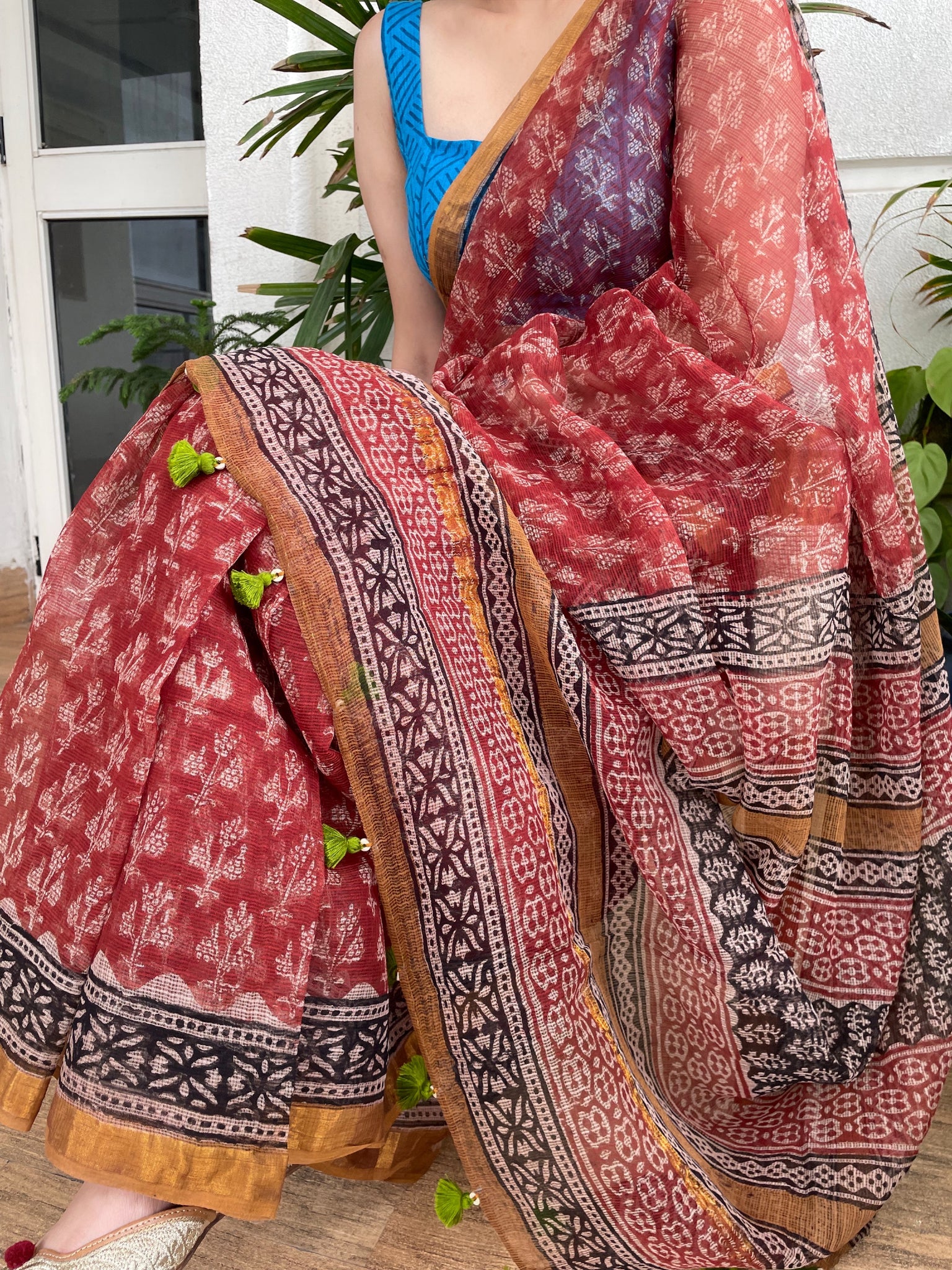 Soft Kota Doria cotton saree with Zari
