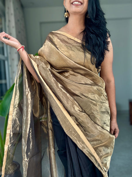 Shyama - Zari Chanderi Handwoven Saree