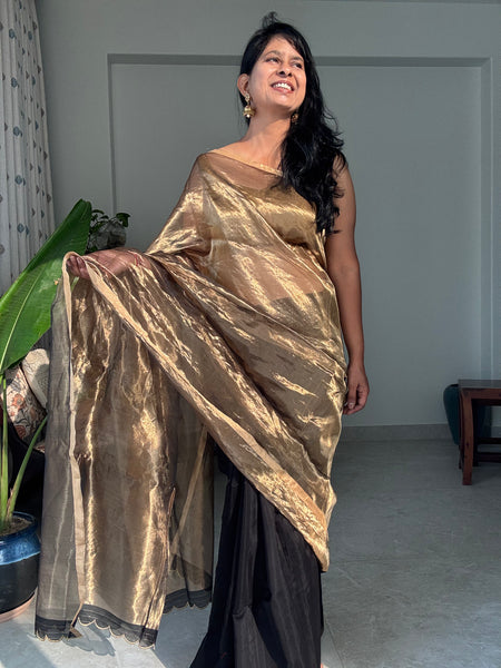 Shyama - Zari Chanderi Handwoven Saree
