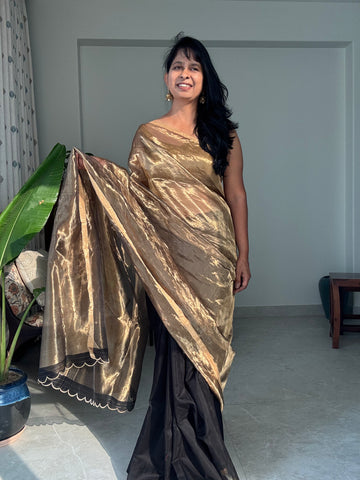 Shyama - Zari Chanderi Handwoven Saree