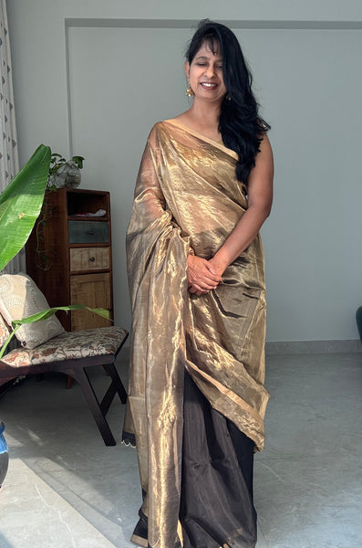 Shyama - Zari Chanderi Handwoven Saree