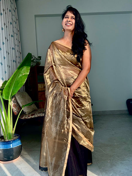 Shyama - Zari Chanderi Handwoven Saree