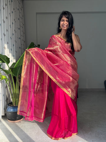 Gulnar - Zari Chanderi Handwoven Saree