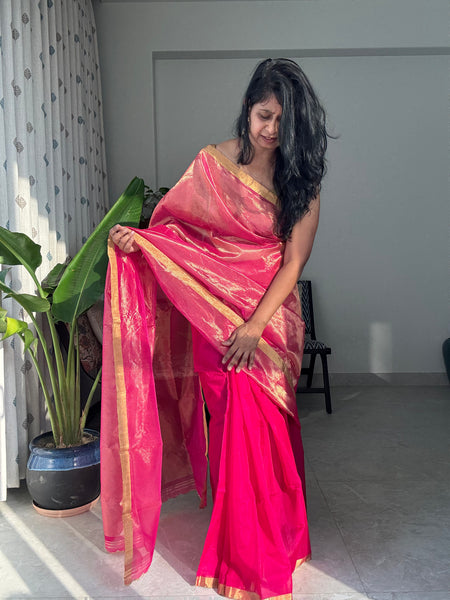 Gulnar - Zari Chanderi Handwoven Saree