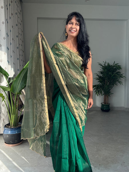 Vrinda - Zari Chanderi Handwoven Saree