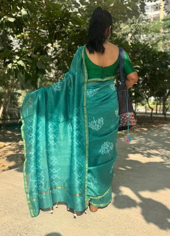 Chanderi Blockprinted Cotton Silk Saree