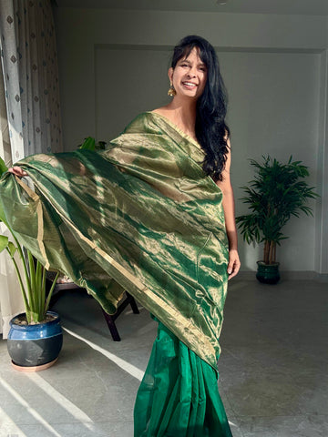 Vrinda - Zari Chanderi Handwoven Saree