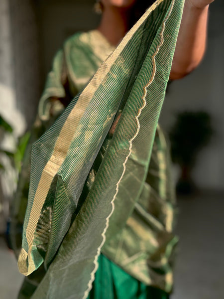 Vrinda - Zari Chanderi Handwoven Saree