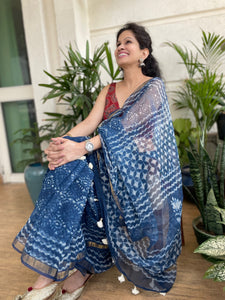 Soft Kota Doria cotton saree with Zari