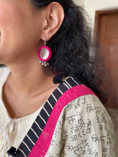 Pink Banjara Earrings - mirror both sides