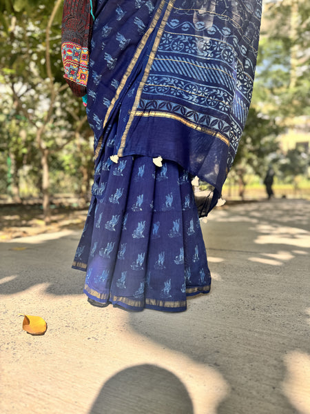 Chanderi Blockprinted Cotton Silk Saree