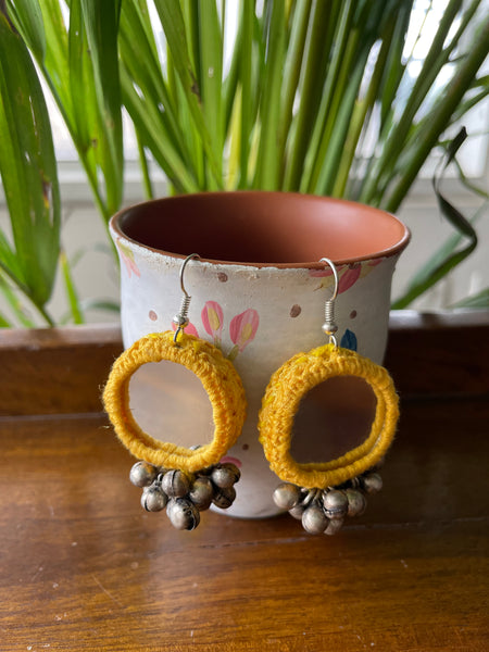 Yellow Banjara Earrings - mirror both sides