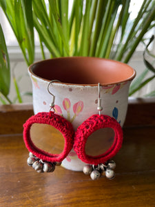 Red Banjara Earrings - mirror both sides