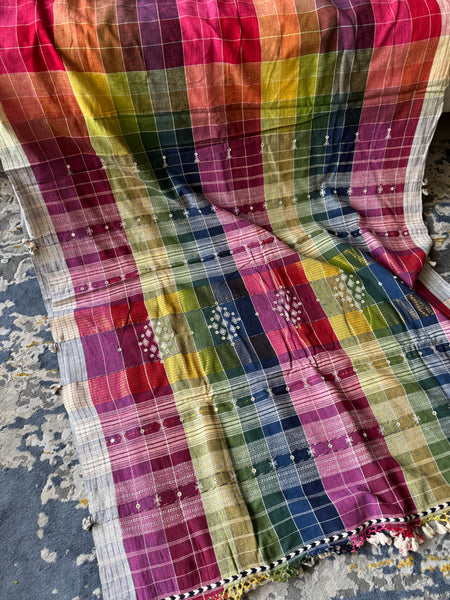 Bhujodi saree - Organic Kala Cotton - Satrangi