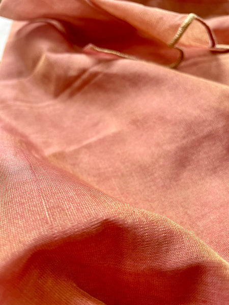 Tissue Chanderi handwoven Saree- Orange & Pink