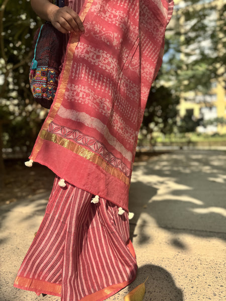 Kota staple blockprinted Cotton Silk Saree