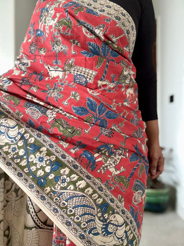 Kalamkari - Printed cotton mul saree