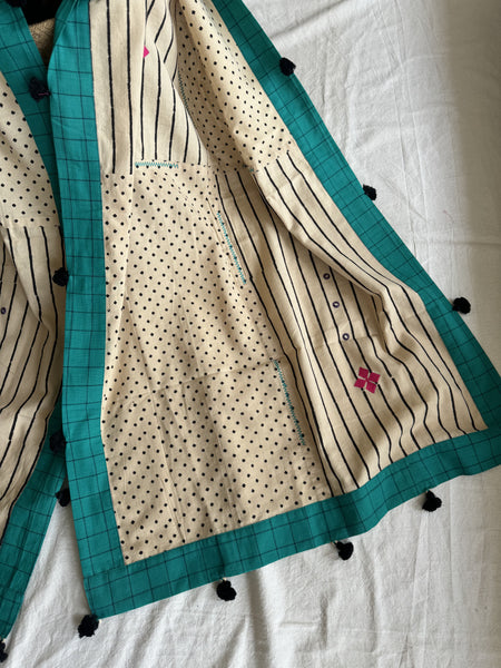 Embroidered Patchwork stole / dupatta with tassels on 4 sides