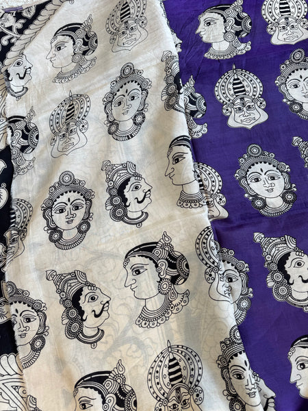 Kalamkari - Printed Bangalore Silk Saree- purple
